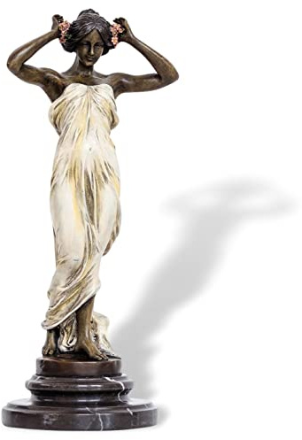 Scultura ninfa in bronzo anticato figura in bronzo Statue - 34.2cm