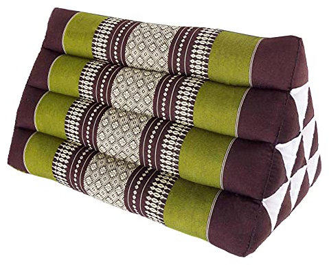 Fine Asianliving Cojín de Meditación Cojin Triangular Tailandés 50x30cm Verde