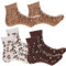 VALICLUD 3 Paar Herbst Winter Warme Leoparden Socken Damen - Weiche Wollsocken, Mittlere Länge, Bequem Und Modisch, Ideal Für Zuhause Und Draußen