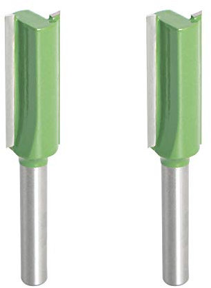 Aopin Router Bit 12mm Cutting Dia 6mm Shank Dia Double Flute Straight Bit Carbide for Woodworking Milling Cutter Tool, Green, Silver, 2Pcs