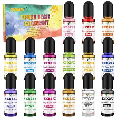 Epoxidharz-Farbstoff – 18 Farben, Pigment-Harz, Epoxidharz, Flüssigkeiten, transparent, Farbstoff mit hohem Konzentrat, für Harz, Basteln, Schmuckherstellung (jeweils 10 ml)