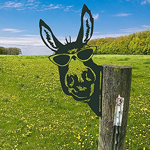 CCWORAN Ornements De Jardin D'Âne en Métal pour Clôtures Décorations en Plein Air Maison Âne Animaux Jardin Décor Sculptures Rouillé Fonte Silhouettes Arbre Cour Mur Art Cadeau Donkey E