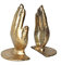 JUCONSIN Hands Bookends, Prayer Hand Decorative Bookends Unique Gold Book Ends Heavy Duty Cast Iron Bookends for Shelves Decorative