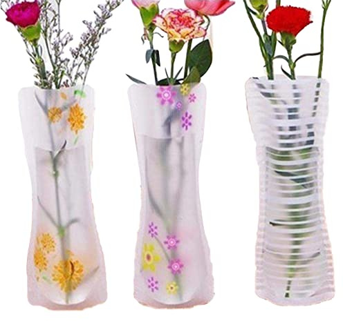 3pcs Portable Cute Foldable Vase Wedding Office Decoration Random Plastic Flower Vase Practical Design and Durable