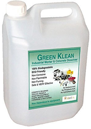 AdSeal Green Klean Concrete & Mortar Dissolver Eco Friendly Safe Brick/Patio Acid Alternative (5 Litres) - Can Be Used To Remove Cement Or Concrete Splashes From Any Surface.