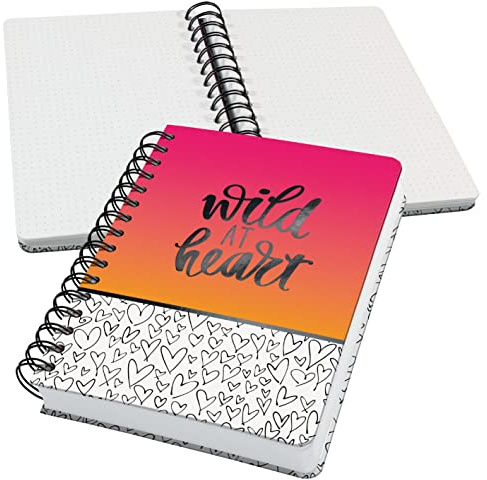 SIGEL JN621 Spiral-Notizbuch Jolie, Wild Hearts, ca. A5, dotted: 120 g/m², 240 S., FSC-zertifiziert, vegan | JN621, pointillé, 240 p FSC, pour brev & bullet journal, noir/rose/orange