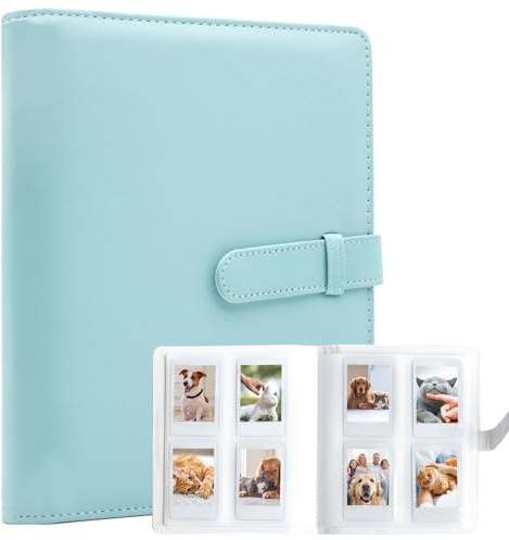 Fotoalbum med 256 fickor för Fujifilm Instax Mini LiPlay 11 12 9 8+ 8 7S omedelbar kamera, fotokortshållare för Polaroid Instant Camera Printer (Safirblå)