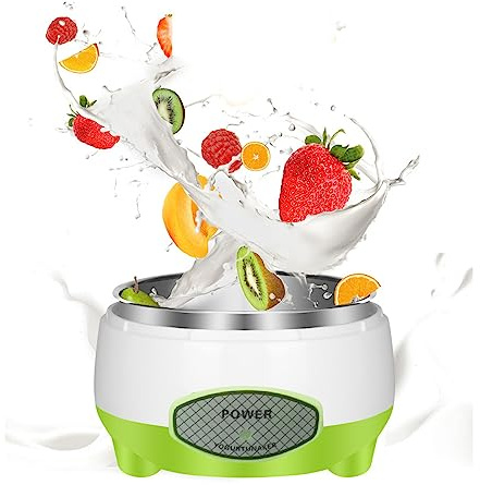 Yogurt Maker Machine, French and Greek Yogurt Maker, 15W Stainless Steel Yoghurt Maker for Home Organic Yogurt, Cheese Maker, Natto Maker