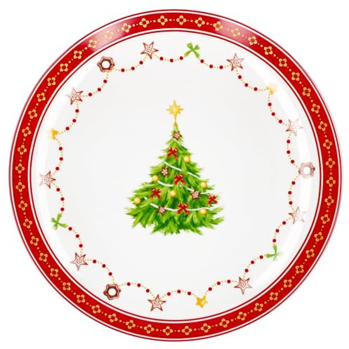 MamboCat Weihnachtstraum Gebäckteller Ø26,8cm I großer Porzellan-Speiseteller mit Weihnachtsdekor I Essteller für Kekse & Co I Service für Weihnachten, Advent & Nikolaus