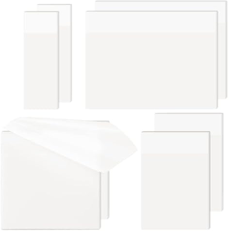 Note adesive trasparenti, 400 fogli, note adesive trasparenti, riscrivibili, autoadesive, impermeabili, per scuola, ufficio, casa (75 x 75 mm, 50 x 70 mm, 70 x 95 mm, 25 x 75 mm)