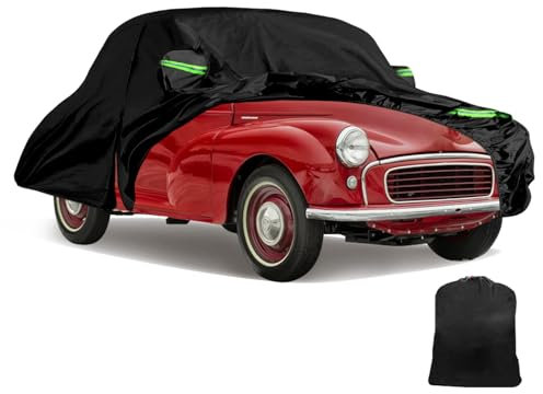 Hatchback Car Cover Suitable for Morris Minor 1000 1948-1971, Waterproof Full Garage Car Cover with Cotton Lined and Zipper Door for Snow, Rain, All Weather Protection