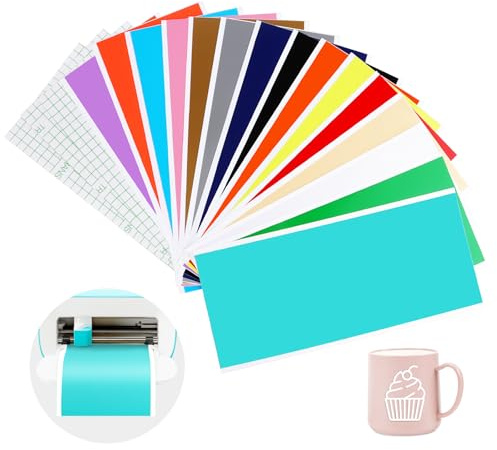VMUTGA 15 Piezas Vinilo Permanente para Cricut Joy, 14 x 30,5cm Vinilo Adhesivo Permanente Láminas de Vinilo Plóter de Vinilo con 3 Lámina de Transferencia para Bricolaje Manualidades Decoración