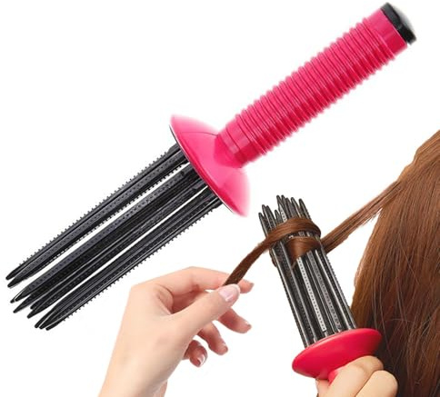 Pettine arricciacapelli – Pettine arricciacapelli | Pettine per arricciare i capelli | Pettine per arricciare i capelli | Bacchetta arricciacapelli antiscivolo | Spazzola senza calore per lo styling