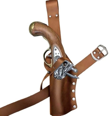 MDFCZXP Universal Pistol Gun Hölster - Renaissance Piratbälte Hölster PU Läder Flintlås Hållare Balja Drop Ben Lår Sele Gear Vuxen Cosplay Kläder Rekvisita