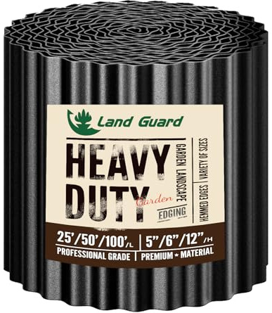 Land Guard Corrugated Garden Edging Border, 6×50' Landscape Paver Edging, Tall Landscape Edging, Fence for Garden, Flower Bed, Lawn and Landscape Edging (Black)