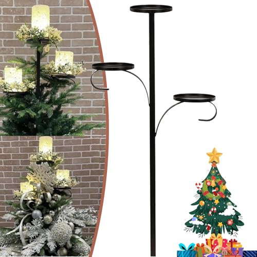 Black Triple Tree Topper, Triple Tree Topper, Shelf For Christmas Tree, Candle Holder Tree Topper, Light Up Christmas Tree, Indoor Bedroom Tableware Kitchen (90cm)