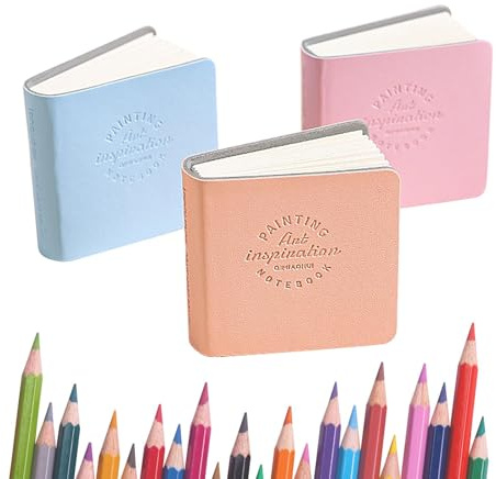 Liten skissbok | Hardback fyrkantig textur bärbar anteckningsbok | 3 x affärsanteckningar, 2 x 2 tum fickkonst skissbok för konststudenter, konstnärer, teckning och skisstillbehör