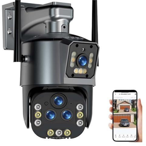 Telecamera Wifi Esterno, Telecamera IP 16MP 8K Zoom 20X Telecamera di sicurezza wireless esterna 4K Telecamera PTZ a quattro lenti Smart Home CCTV Telecamere di sorveglianza ,Sicurezza, Antifurto(8K C