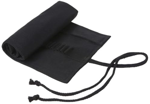 ZJPJMXNN Canvas penna rulle wrap 2 st svart skolpenna för fodral rulle 12/24/36/48/72 hål kanvas rulle för skolan, En färg, 12 Holes