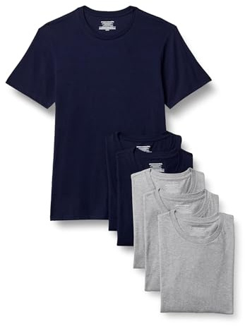 Amazon Essentials Men's Vests - Slim-Fit Cotton Crew Neck, Short and Long Sleeve T Shirt, Pack of 6, Undershirt and Vests for Men