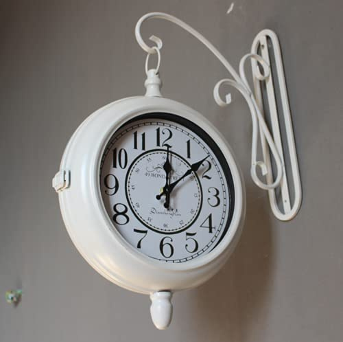 RUHEN Horloge Murale de Gare, Double Face, pour intérieur et extérieur, pour Jardin, Gare