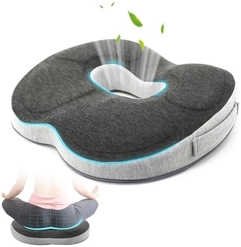 SGZIOO Sittdyna ortopedisk, hemorrojder sittdyna, minnesskum ergonomisk sittdyna, anti-dekubitus stolkudde, avlastar svanskotorna, sittmunk för kontor, rullstol, bil