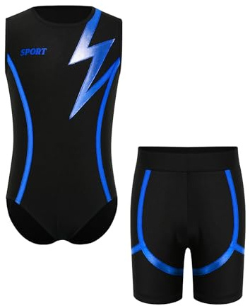 Loodgao Kids Boys Wrestling Singlet Jumpsuit Outfits Tank Top Leotard Shorts Gymnastics Yoga Tracksuit Royal Blue 8
