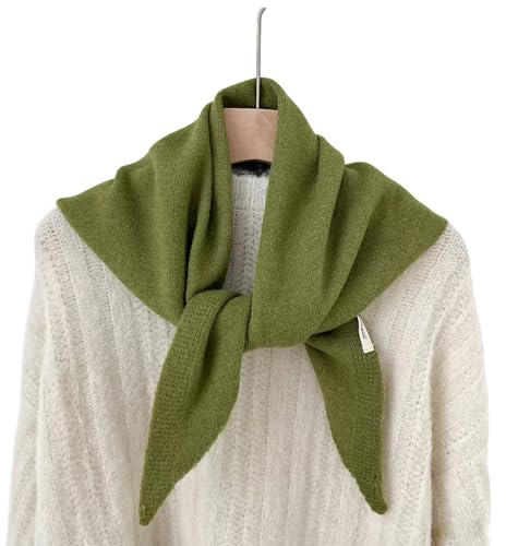 LAOYEFACAI Bufanda de invierno para mujer Bufanda de lana suave triangular lisa Pañuelo de cuello Prendas de punto y bufandas cálidas Regalos para mujeres grande y ligera (Green)