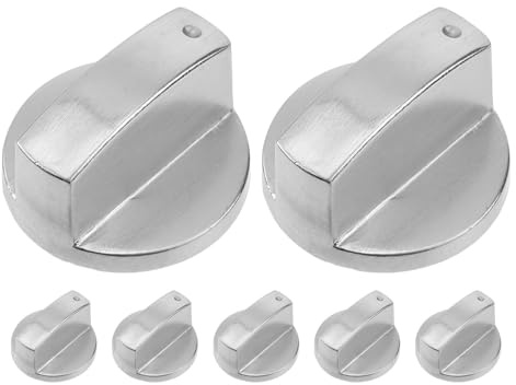 HONITANO 7pcs Gas Stove Knobs Cooktop Burner Range Control Knob Replacement Metal Slip Burner Handles for Home Kitchen Cooking Stove Accessory Brushed Surface