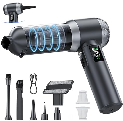 Aspirador de Mano 4 en 1, 25000Pa, Potente Aspiradora de Mano con Filtro Lavable, Depósito Grande, 3 Modos, Luz LED y Pantalla HD. Aspiradora de Mano sin Cable para Coche, Sofá y Pelos de Mascotas