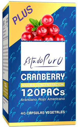 Arándano Rojo Americano 41.900 mg por cápsula - Fórmula Potente para Cistitis - Cranberry 120 PACs de Máxima Concentración - 40 cápsulas de Estado Puro