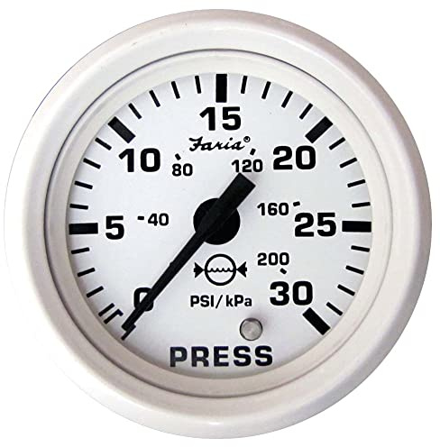 Faria Beede Instruments Faria 13108 Dress Water Pressure Gauge Kit 30 PSI - White, 2, Black