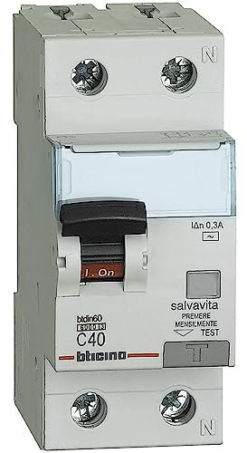 INTERRUTTORE DIFF. MAGNETOTERMICO 1P N 40A 6KA 300 MA BTICINO GN8814AC40