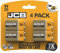 JCB 9V Super Alkaline Batteries 4 Pack [up to 7 times more power ]