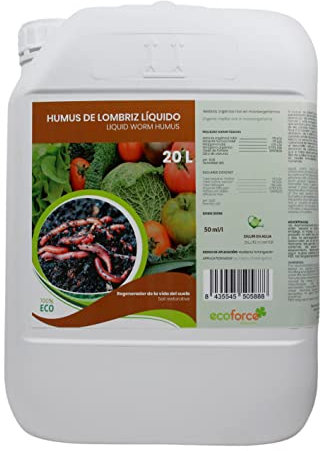 CULTIVERS Humus Líquido de Lombriz Ecológico 20 L. Materia Orgánica rica en Microorganismos. Regenerador de la vida del Suelo