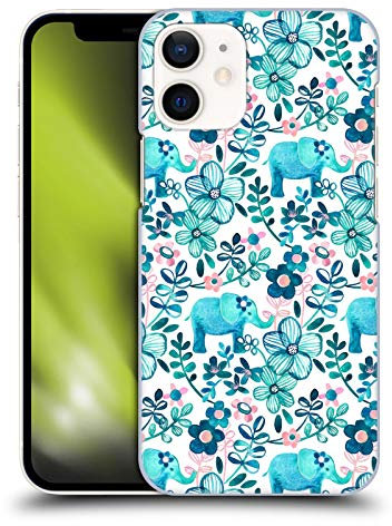 Head Case Designs Officially Licensed Micklyn Le Feuvre Dusty Pink White And Teal Elephant Patterns 2 Hard Back Case Compatible With Apple iPhone 12 Mini