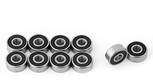 Kullager, skateboardlager, 10 st 623-2RS dubbelt gummitätat stål miniatyr djupspår kullager 3 x 10 x 4 mm