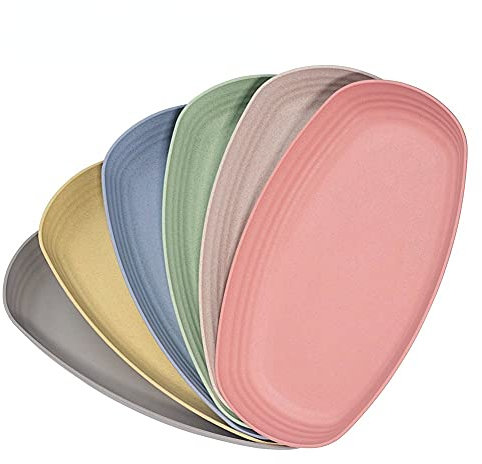 Hobein Large Dinner Plates, 11 Inch 6 Color Family Plates Set of 6, Dishwasher and Microwave Safe, Unbreakable and Lightweight, Healthy for Kids (11 inch)