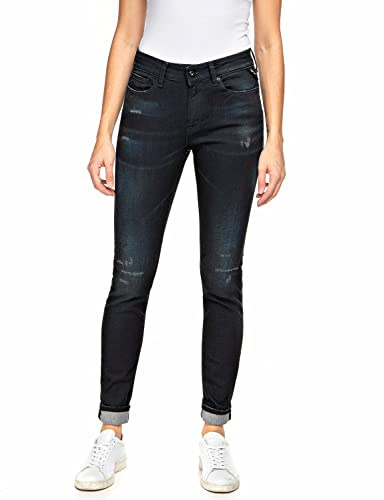 REPLAY Luzien Broken Edge Jeans, 007 Dark Blue, 31W x 32L para Mujer