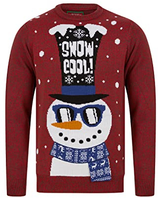 Tokyo Laundry Merry Christmas Mens Light Up Jumpers Snowman Shades Tokyo Red & Dark Grey Medium