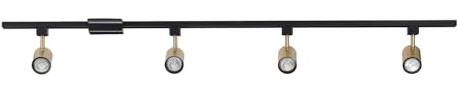 Globe Electric 64000009 4-Light Adjustable Track Lighting Kit, Matte Black and Matte Brass Finish, 56-Inch Width, GU10 Base, Dimmable, Modern Industrial Ceiling Light