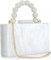YOUSIS Acryl-Geldbörsen, Abend-Clutch, Marmorierung, Handtaschen für Frauen, Crossbody-Tasche mit Perlenkette, formelle Hochzeit, Abschlussball, Party, weiß, Einheitsgröße