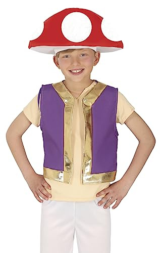 FIESTAS GUIRCA | Costume de Champignon Enfant (10-12 ans) - Gilet et Chapeau - Costumes de Jeux Vidéo, Cosplay et Anime pour Halloween, Carnaval et Fêtes Déguisées - Idéal pour Enfants - Violet et Or