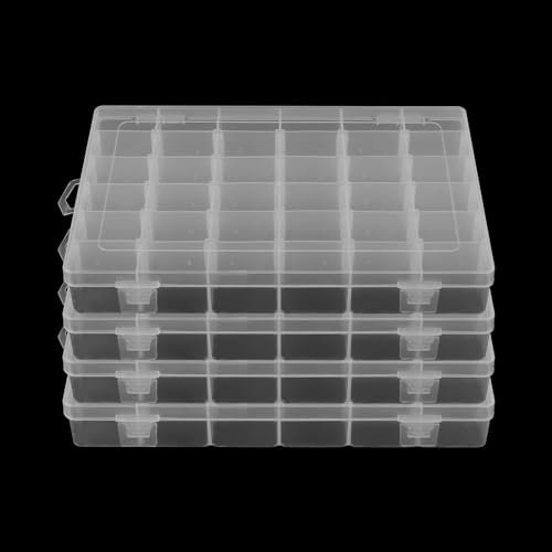 NAMYEUT 4 Stück 36 Fächer Sortierbox, Perlen Organizer Box Aufbewahrungsbox mit Fächer, Klar Sortimentsboxen Sortierboxen für Kleinteile Schmuck Ohrringe Perlen