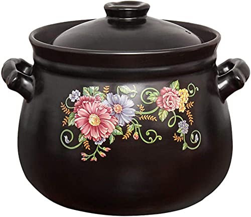 CVNIMV Olla para cazuela Cazuela de cerámica Olla de Barro Olla de Barro Resistente a Altas temperaturas, Saludable y Duradera-6L ()