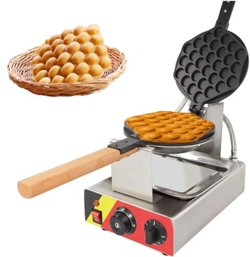 Kindevieft Gaufrier à Bulles en Acier Inoxydable, Gaufrier Commercial Aux œUfs De Hong Kong, 1400 W, Machine à Gaufres à Bulles avec RevêTement AntiadhéSif, pour Café, Restaurant, MéNage