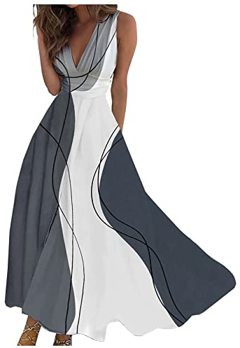 FUPODD Kleider Damen Corset Sommerkleid Damen Lang Korsett Abendkleider Elegant Für Hochzeit Abendkleid Muster Maxikleid Leicht Abschlusskleid Ballkleider Lang Sexy Kleid Frauen Festlich Elegant