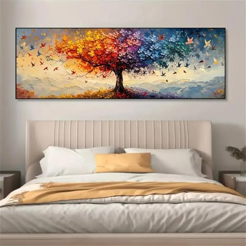 ZHAOLIN Stampa artistica su tela di grandi dimensioni Albero della vita e poster Decorazione murale moderna geometrica astratta per soggiorno camera da letto 55x165 cm senza cornice