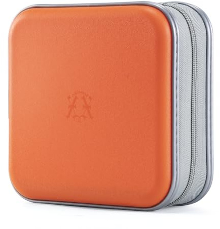 alavisxf xx CD Case, 48 Capacity Hard Plastic Portable Travel DVD Case Protective Zipper CD Case Holder Car Storage Wallet Bag (Orange, 48 Capacity)