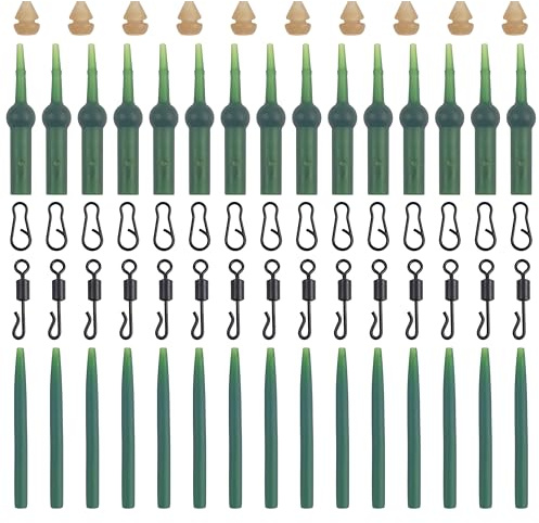 Kit di 70 pezzi per elicottero per pesca alla carpa, perline buffer Chod Rig a cambio rapido, clip anti-groviglio manicotti per attrezzatura da pesca alla carpa